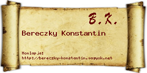 Bereczky Konstantin névjegykártya